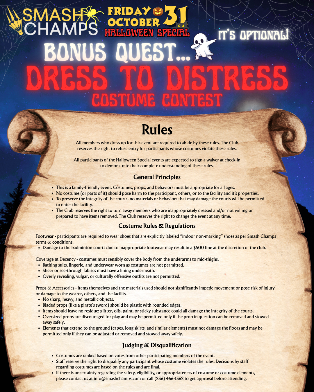 T&C – Dress to Distress Costume Rules